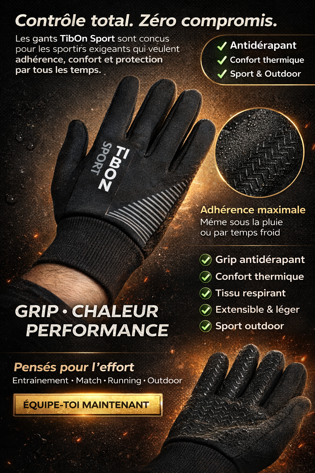 TibOn Sporthandschuhe – Rutschfester Griff &amp; optimale Wärme