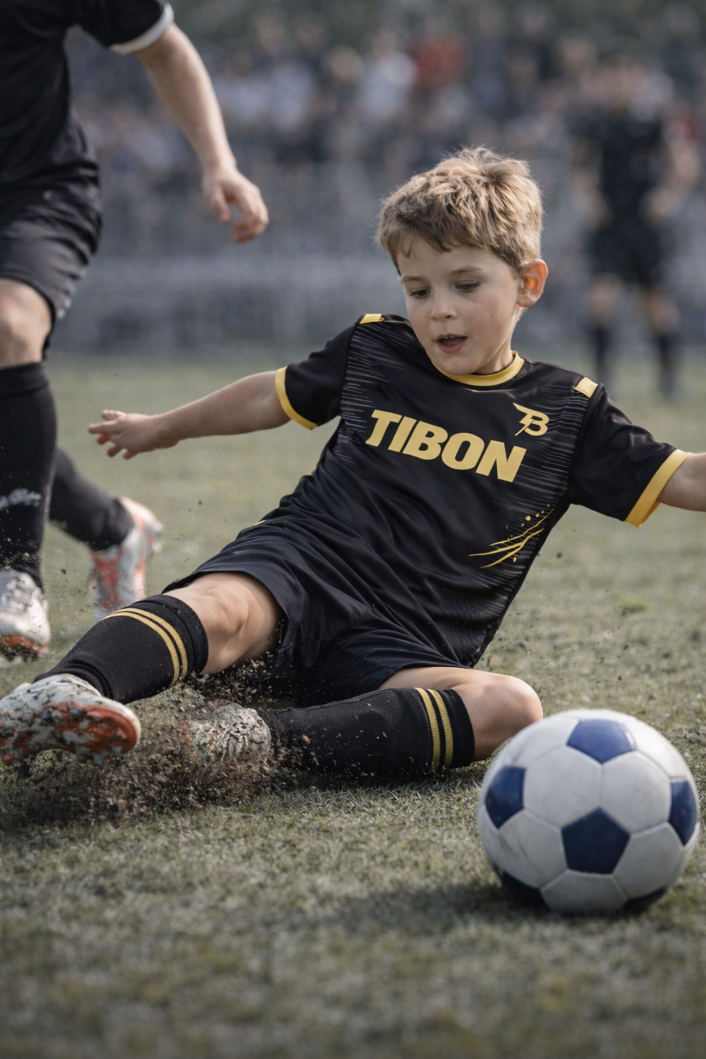 Ensemble Football TIBON Enfant – Maillot & Short Noir & Or