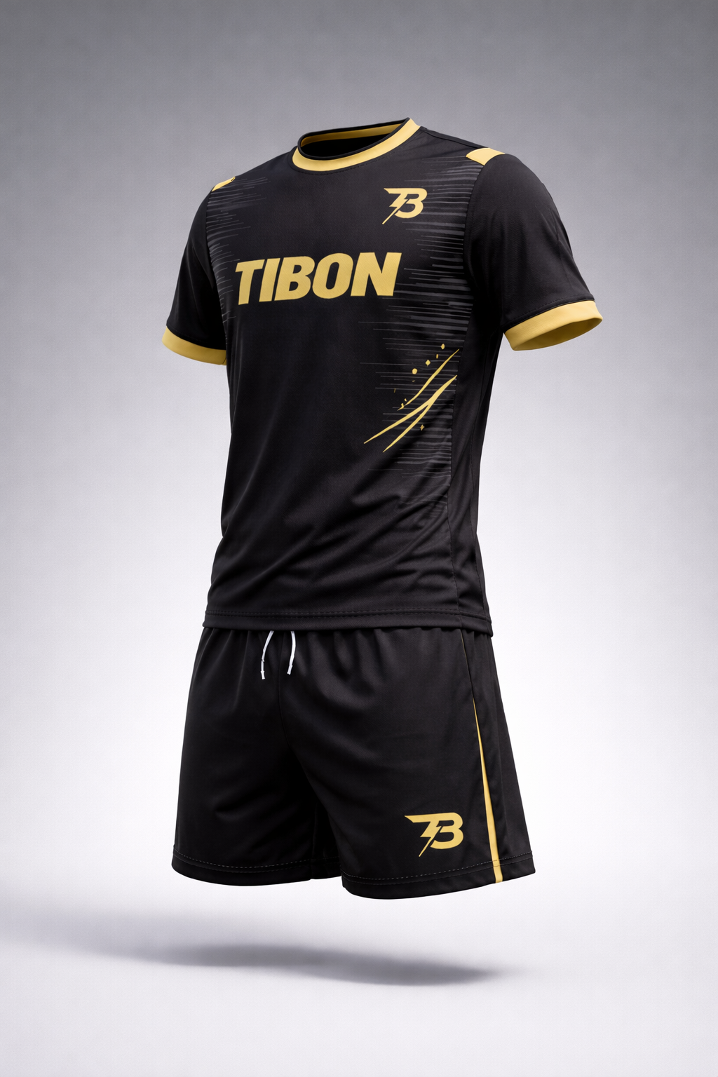 Ensemble Football TIBON Enfant – Maillot & Short Noir & Or