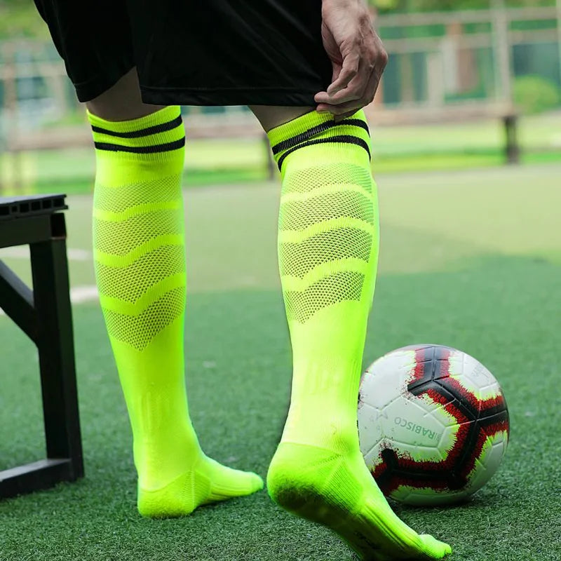 Chaussettes de football enfant unisexes – 4 à 12 ans – Montantes, style rayé