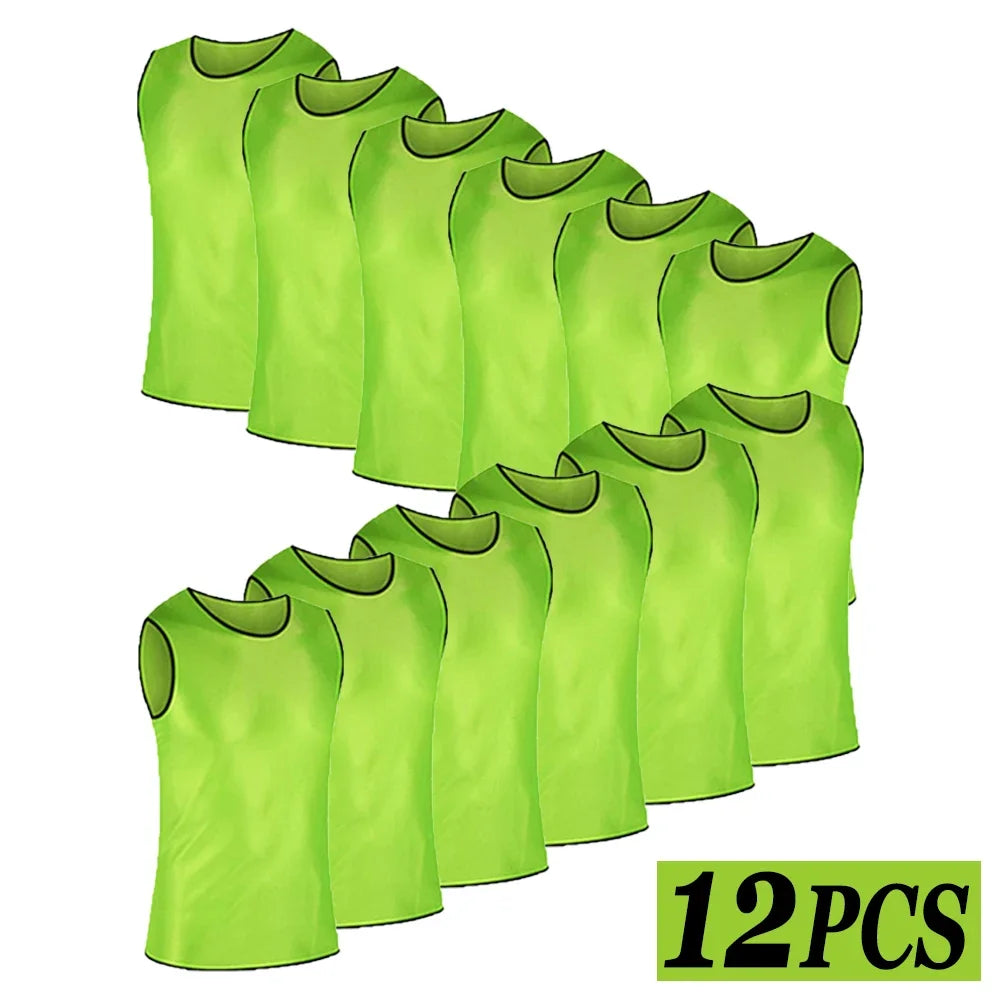 Gilets d’entraînement de football respirants – Lot de 6 ou 12 (Enfants & Adultes)