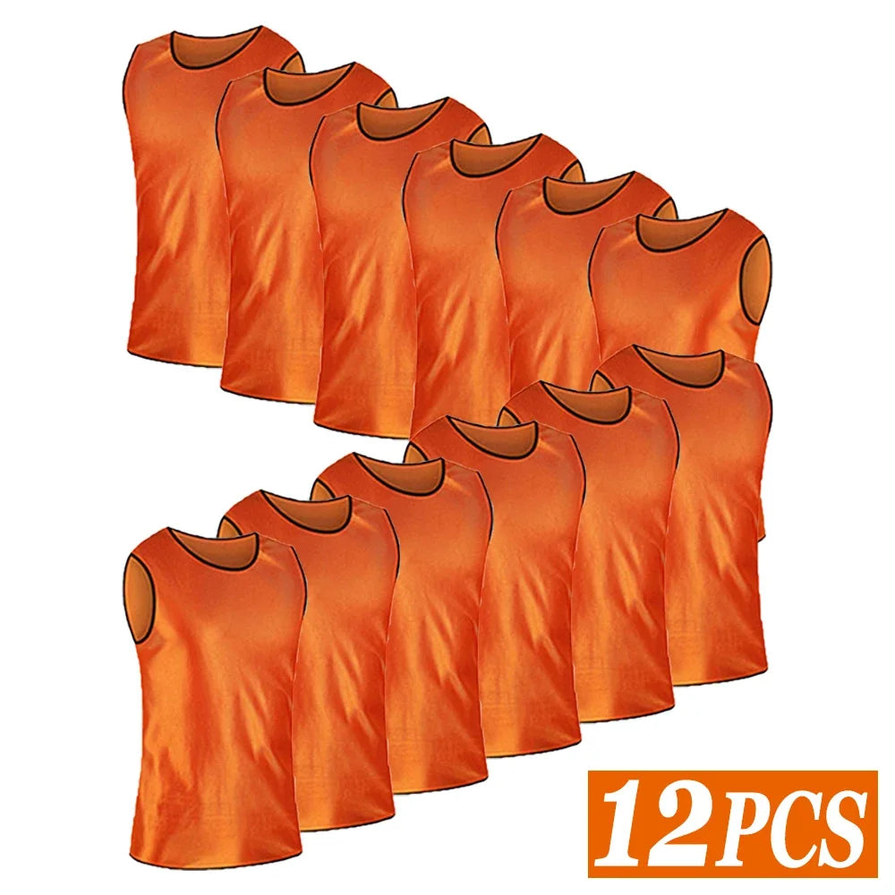 Gilets d’entraînement de football respirants – Lot de 6 ou 12 (Enfants & Adultes)