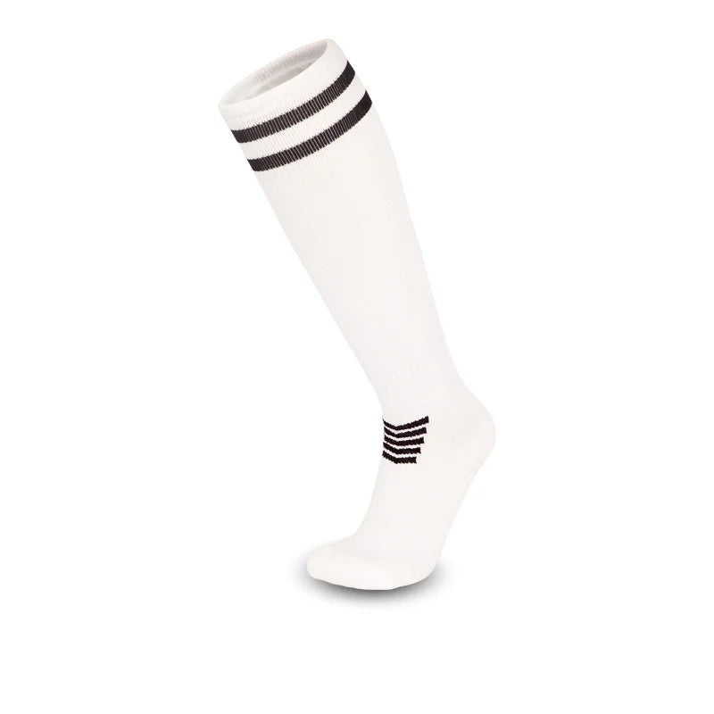 Chaussettes de football enfant unisexes – 4 à 12 ans – Montantes, style rayé