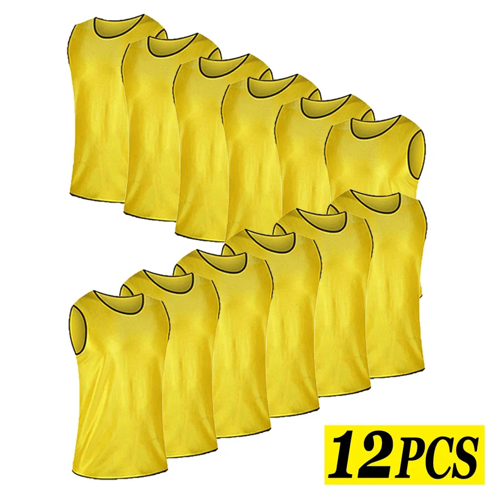 Gilets d’entraînement de football respirants – Lot de 6 ou 12 (Enfants & Adultes)