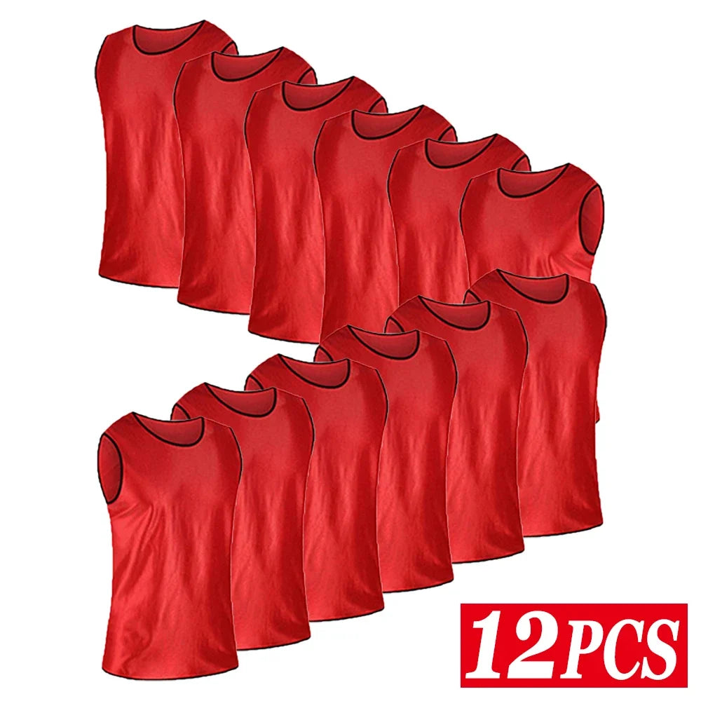 Gilets d’entraînement de football respirants – Lot de 6 ou 12 (Enfants & Adultes)