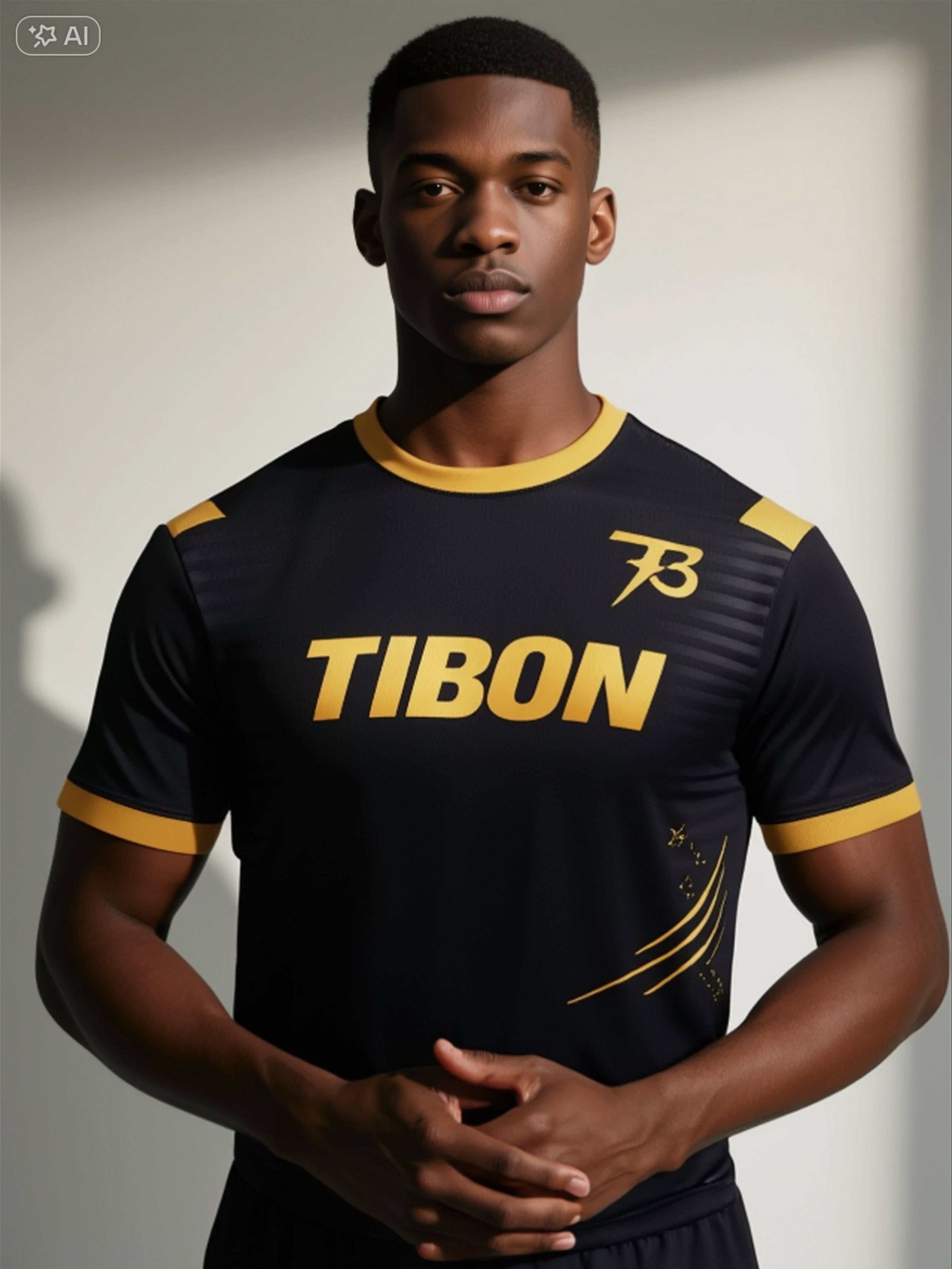 Ensemble Football TibOn Adulte - Maillot & Short Noir & Or