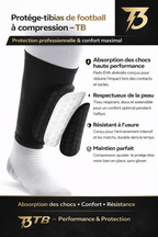 Kompressions-Fußballschienbeinschoner T3 – Schwarz &amp; Weiß – Größen S bis XL